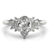 2 CT Pear Shaped Moissanite Engagement Ring In Cluster Design 1