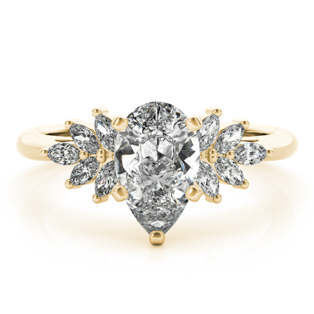 2 CT Pear Shaped Moissanite Engagement Ring In Cluster Design 5