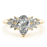 2 CT Pear Shaped Moissanite Engagement Ring In Cluster Design 5