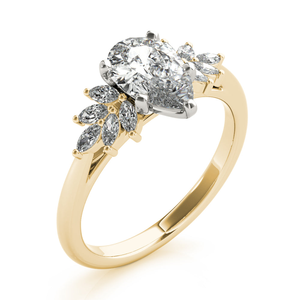 2 CT Pear Shaped Moissanite Engagement Ring In Cluster Design 7