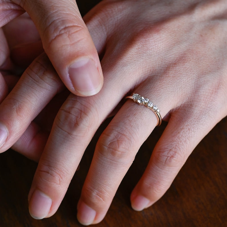 0.2 TCW Round Cluster Lab Grown Diamond Wedding Band