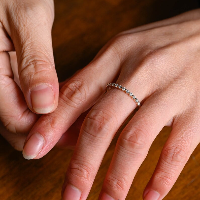 0.2 TCW Round Half Eternity Lab Grown Diamond Wedding Band