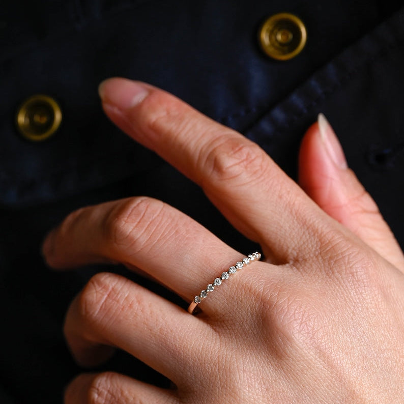 0.2 TCW Round Half Eternity Lab Grown Diamond Wedding Band