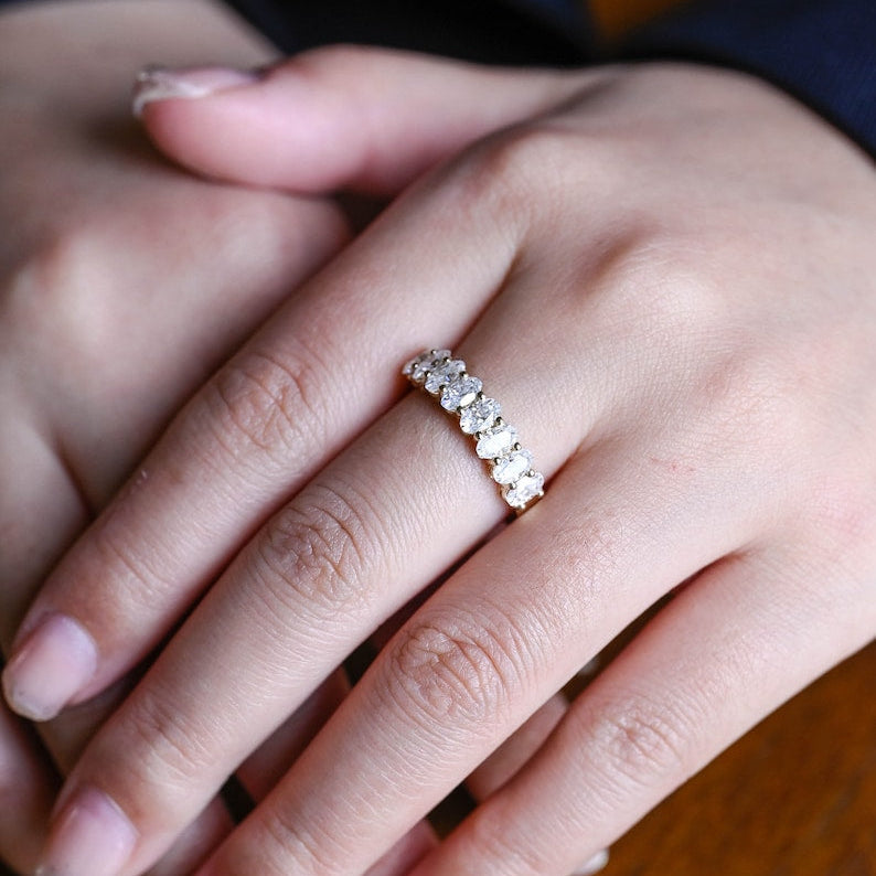 0.3 TCW Oval Half Eternity Lab Grown Diamond Wedding Band