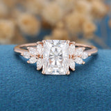 Radiant Cluster Lab Grown Diamond Engagement Ring