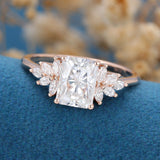 Radiant Cluster Lab Grown Diamond Engagement Ring