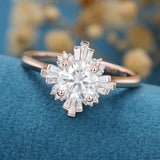 Round Cluster Lab Grown Diamond Engagement Ring