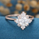 Round Cluster Lab Grown Diamond Engagement Ring
