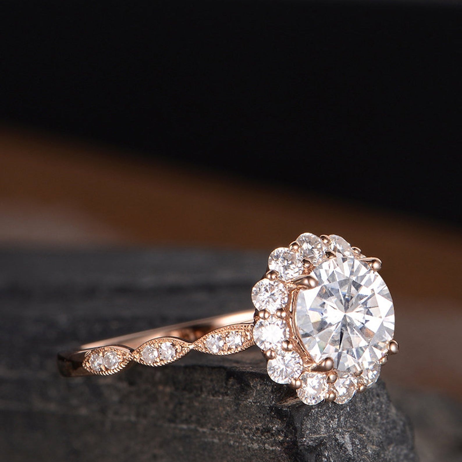 Round Halo & Pave Lab Grown Diamond Engagement Ring