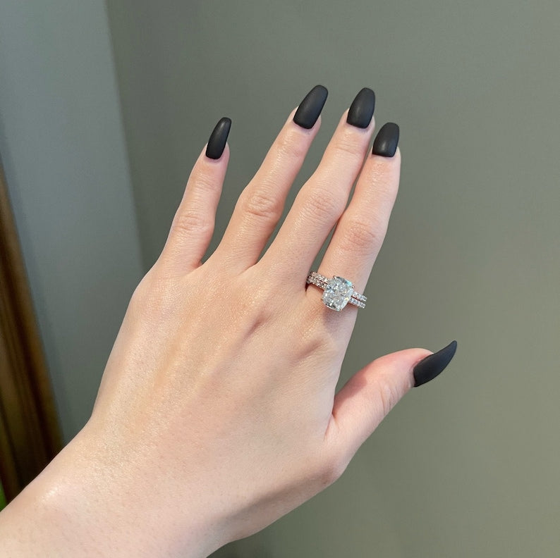Cushion Pave Cathedral Lab Grown Diamond Engagement Ring