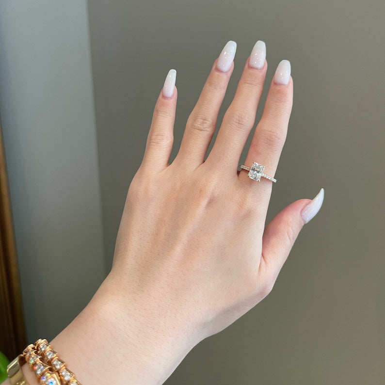 Radiant Pave Lab Grown Diamond Engagement Ring