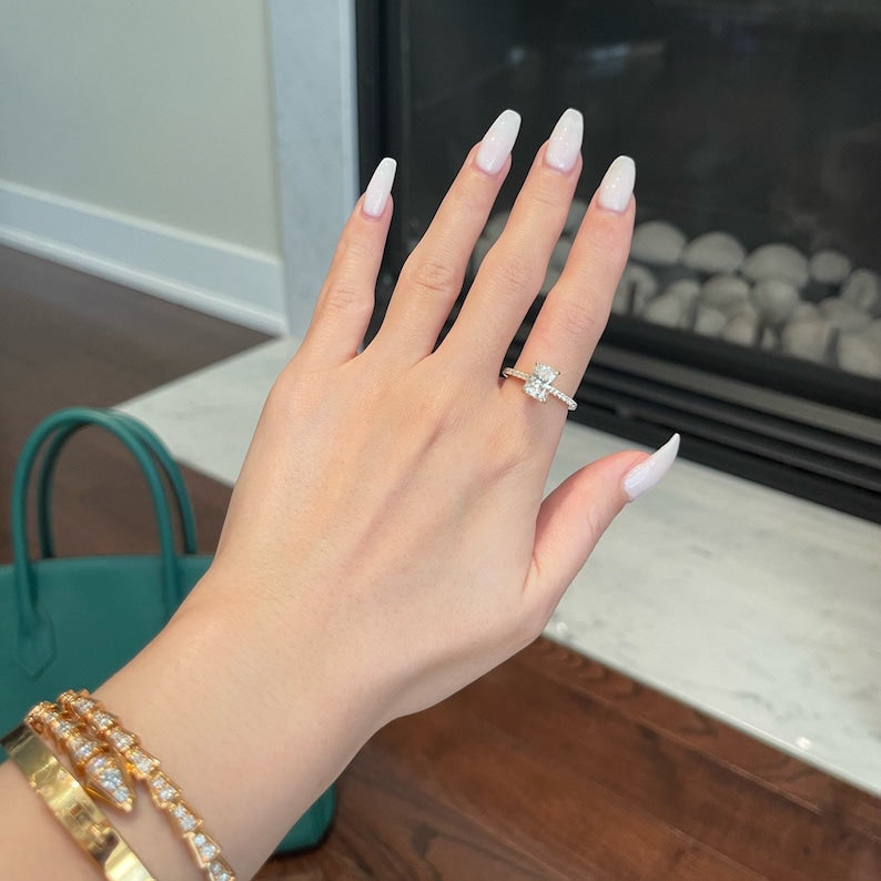 Radiant Pave Lab Grown Diamond Engagement Ring