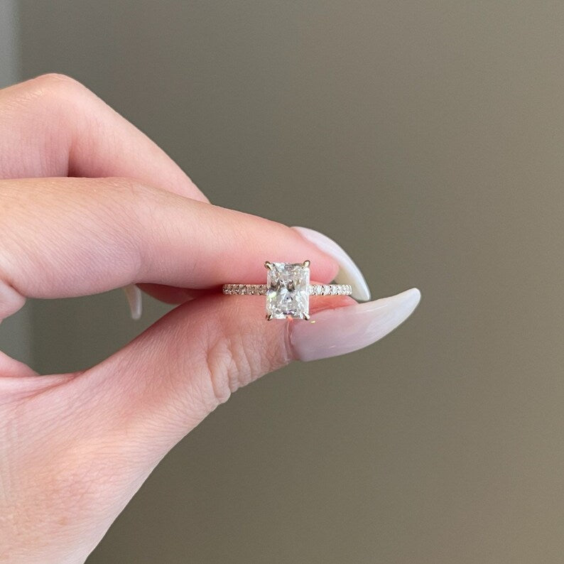 Radiant Pave Lab Grown Diamond Engagement Ring