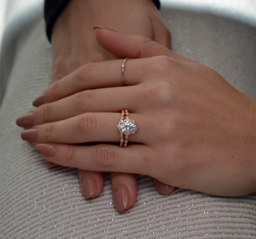 Oval Vintage Halo & Pave Lab Grown Diamond Engagement Ring
