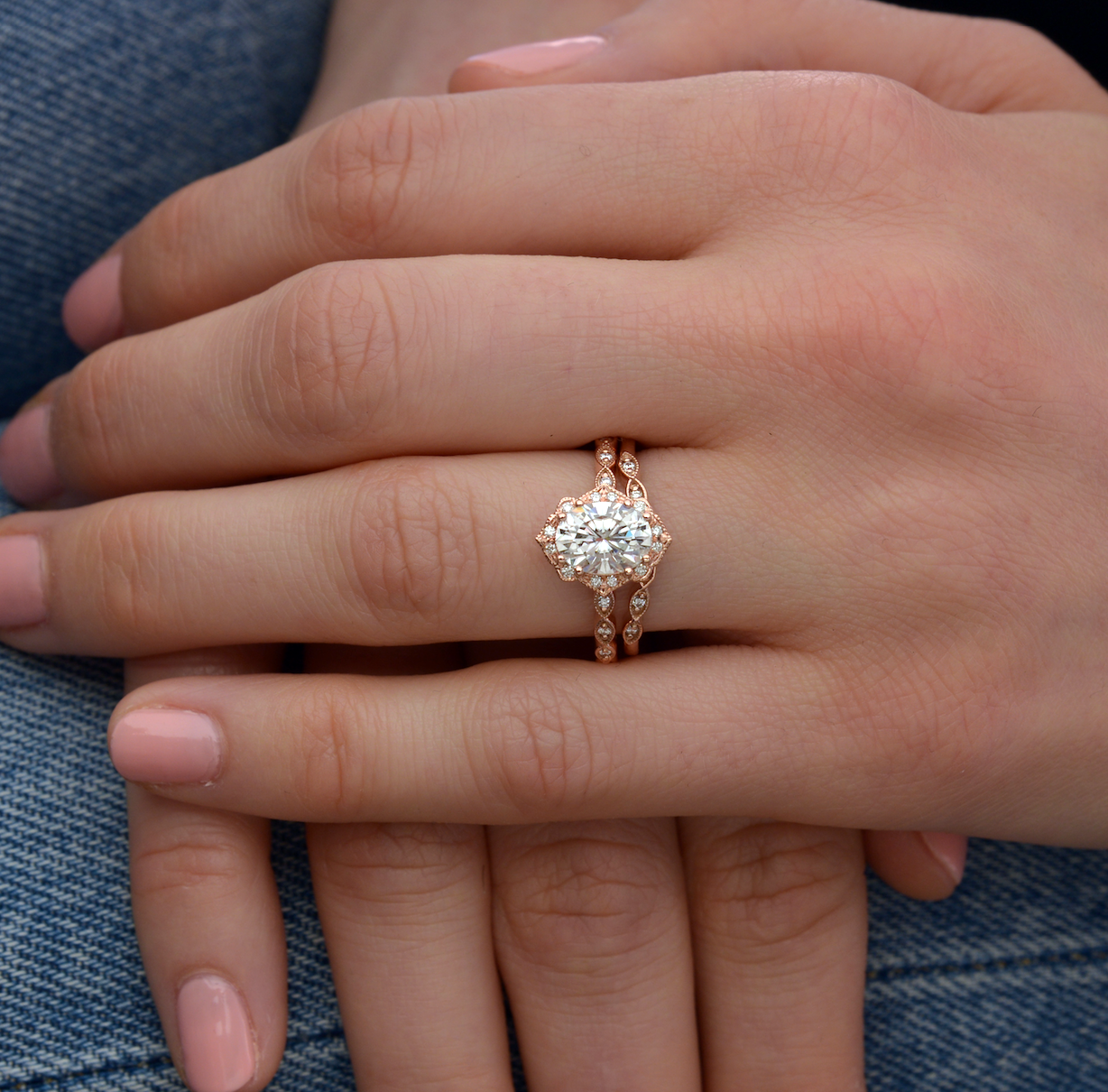 Oval Vintage Halo & Pave Lab Grown Diamond Engagement Ring