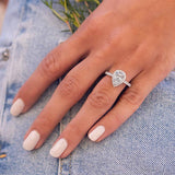 Pear Halo & Pave Lab Grown Diamond Engagement Ring