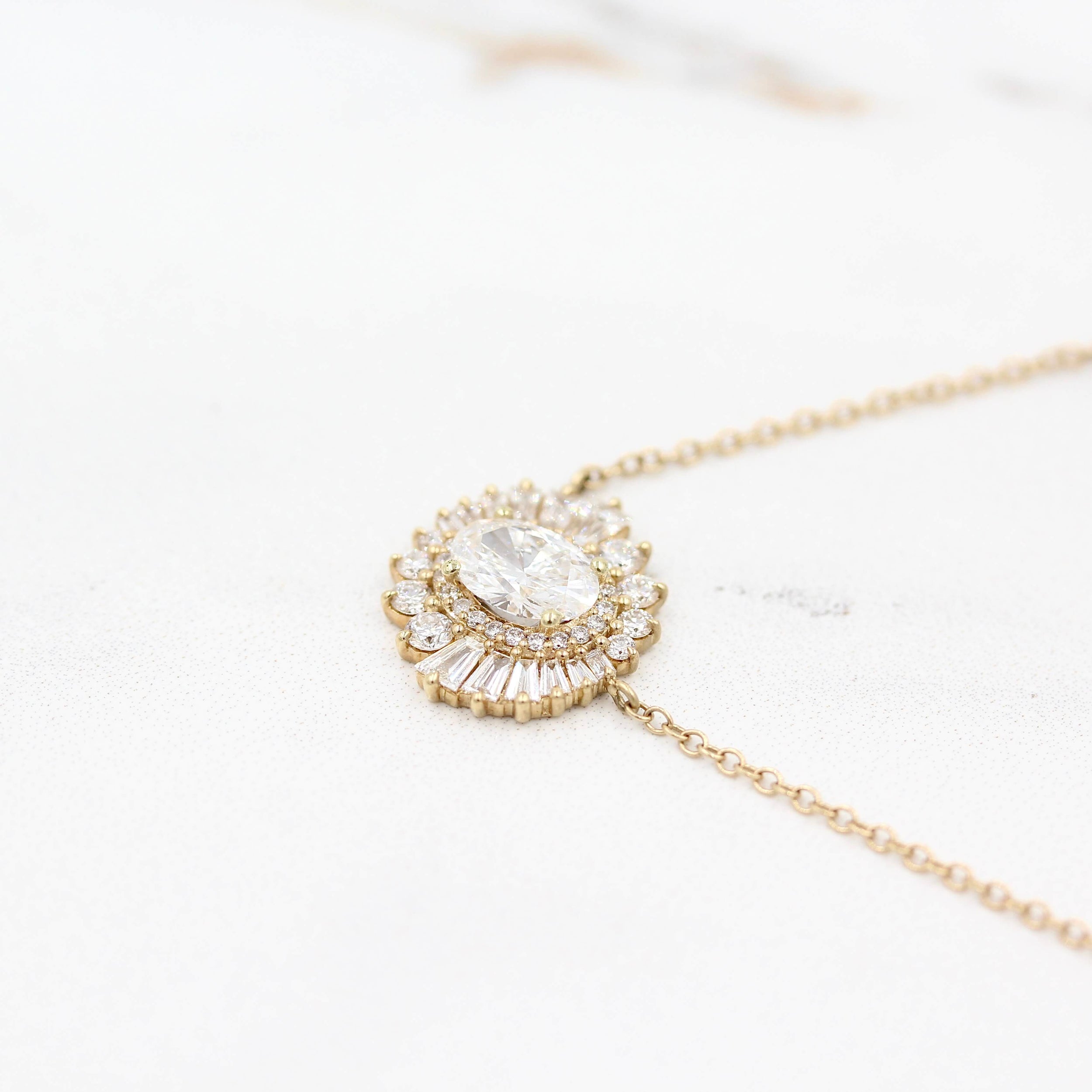 1.04 CT Oval Shape Moissanite Necklace With Halo 5