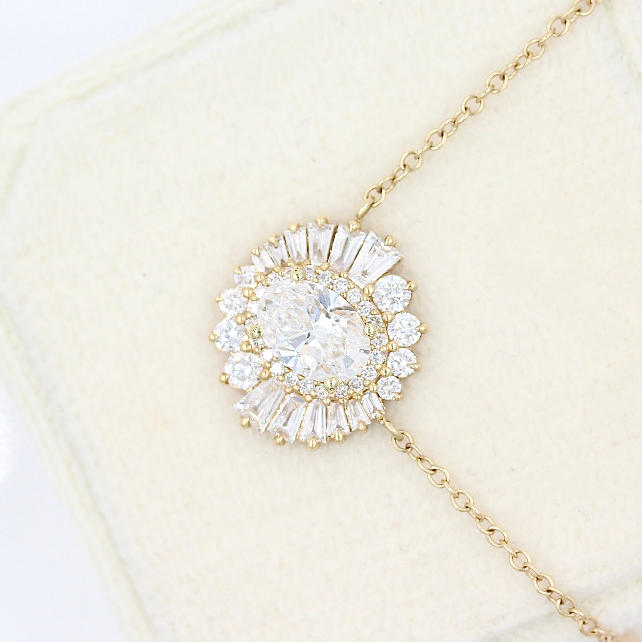 1.04 CT Oval Shape Moissanite Necklace With Halo 6