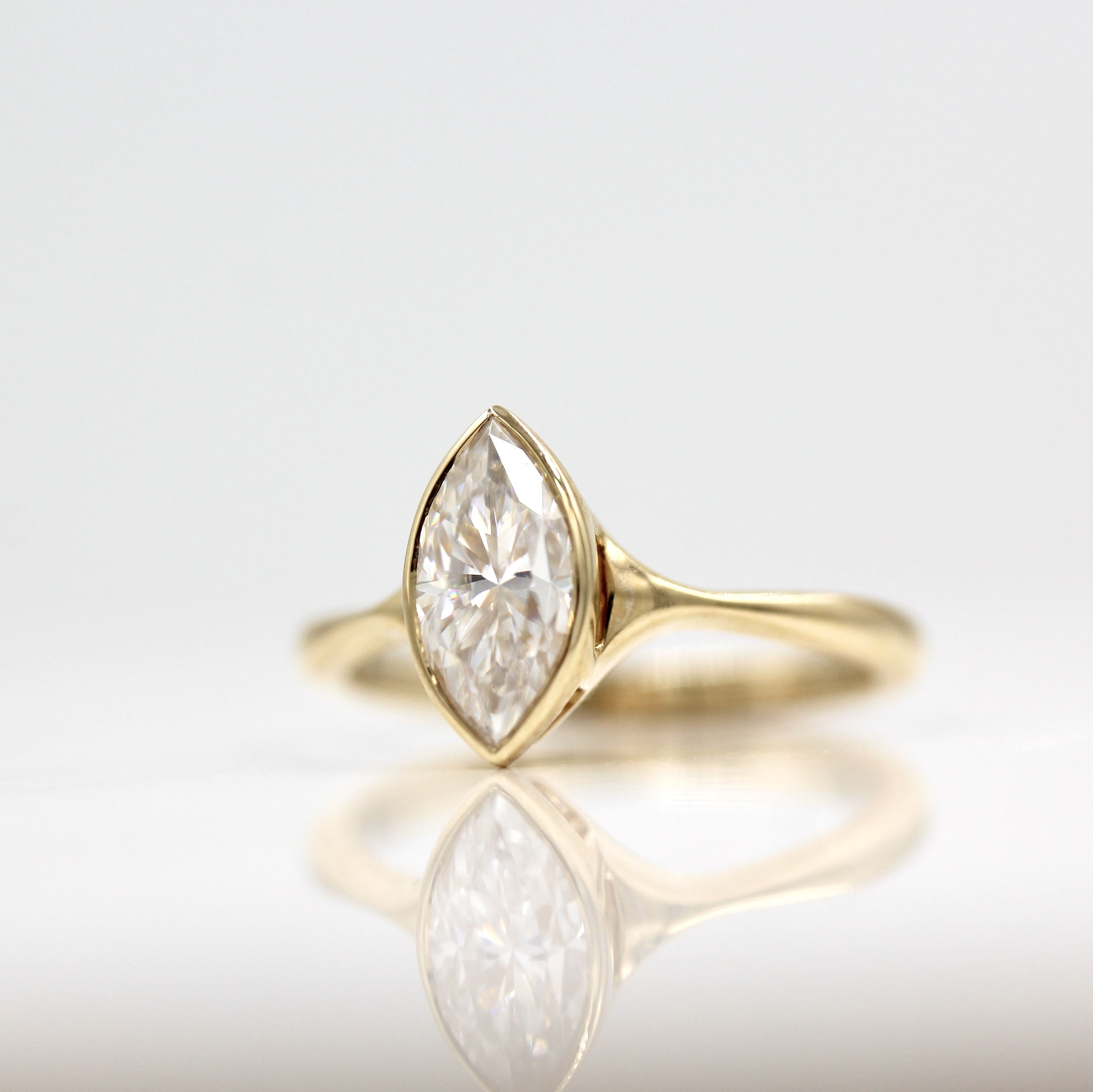 Marquise Bezel Lab Grown Diamond Engagement Ring