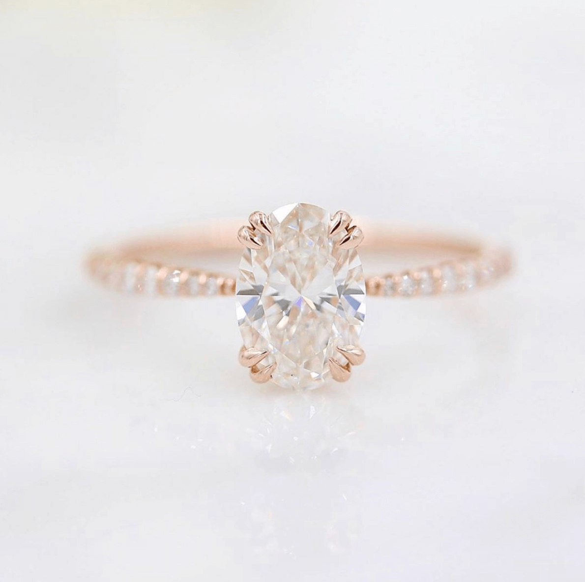 Oval Pave Lab Grown Diamond Engagement Ring