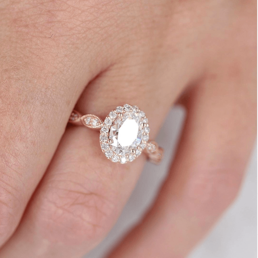Oval Halo & Pave Lab Grown Diamond Engagement Ring
