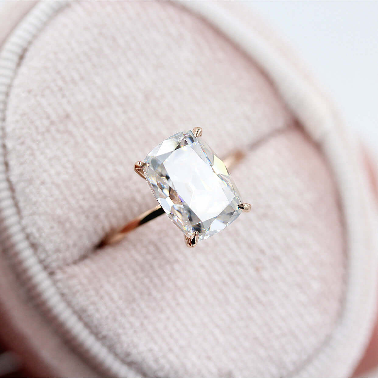 Elongated Cushion Solitaire Lab Grown Diamond Engagement Ring