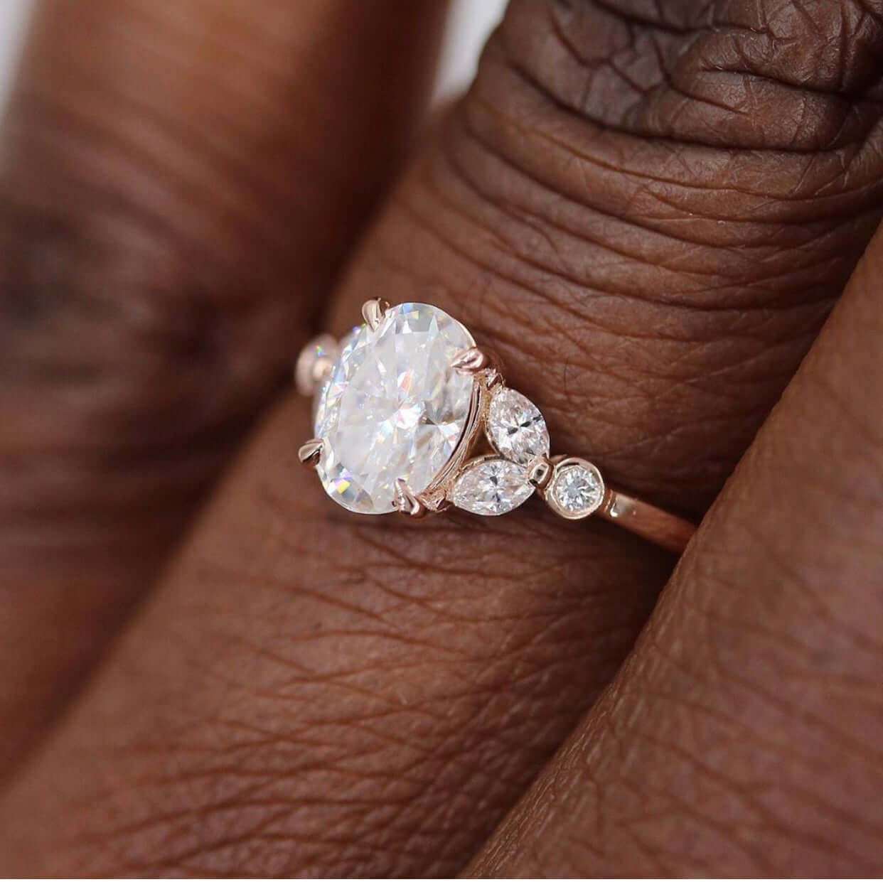 Oval Cluster Lab Grown Diamond Engagement Ring