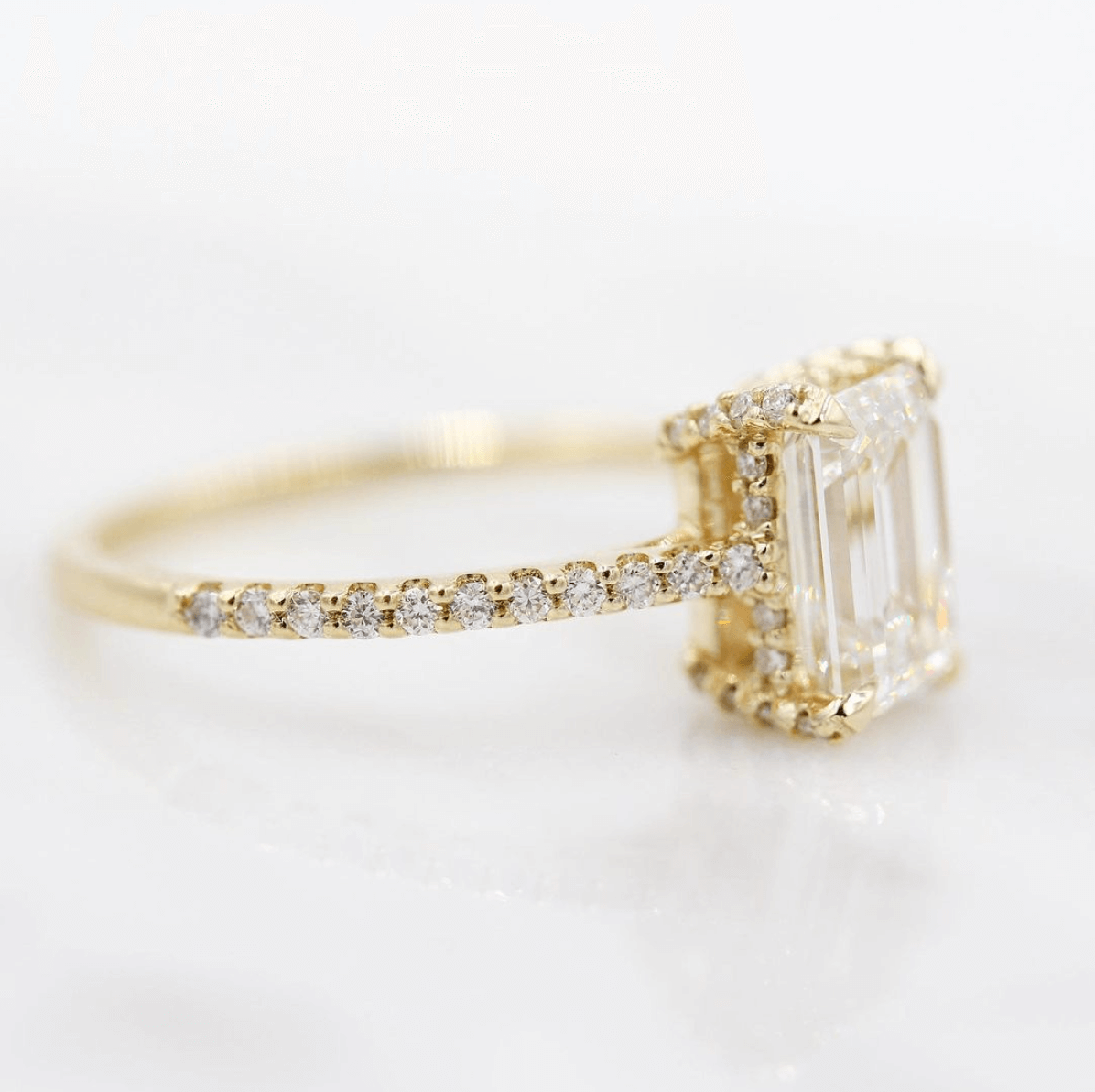 Emerald Pave Lab Grown Diamond Engagement Ring