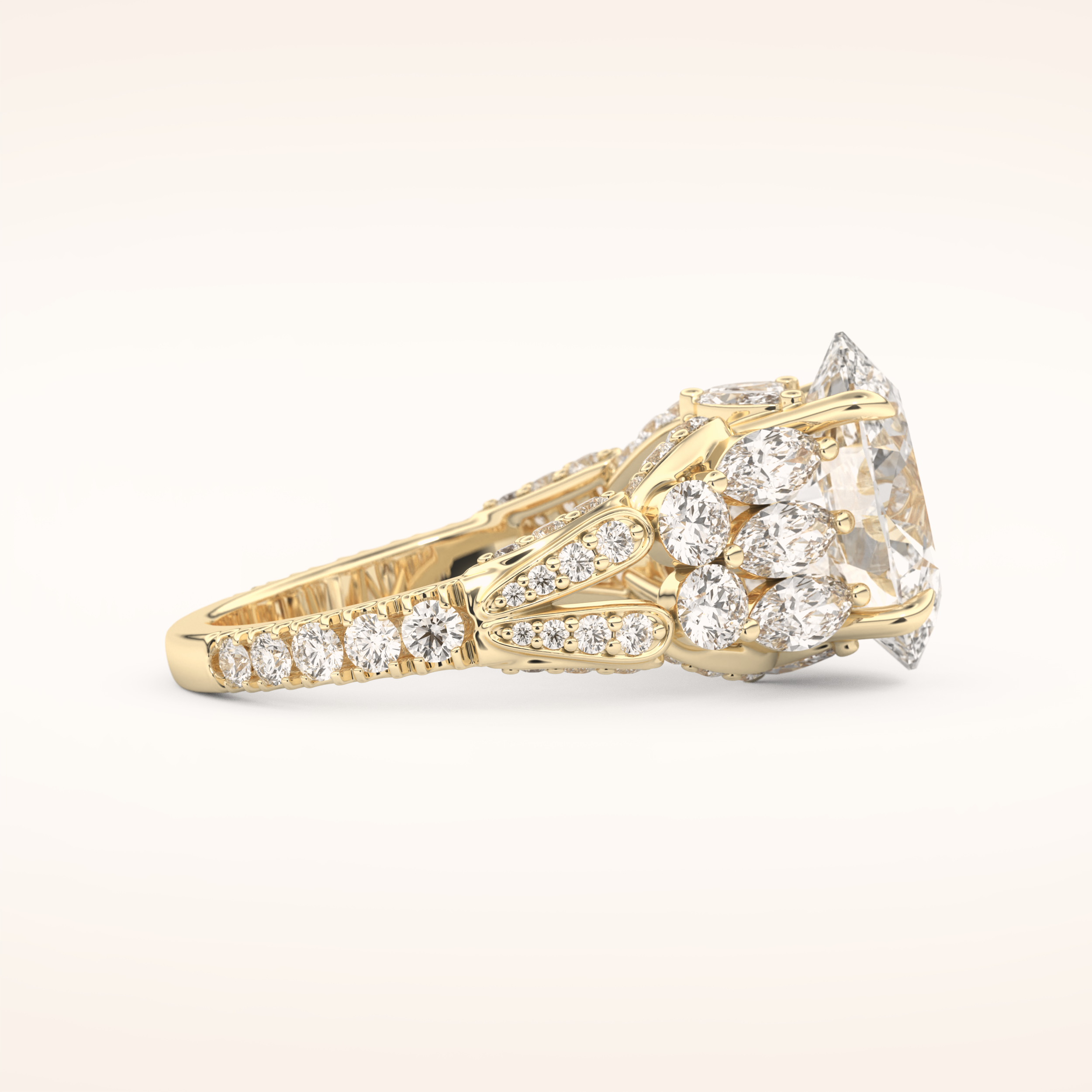 4.2 CT Oval Shaped Cluster Moissanite Engagement Ring