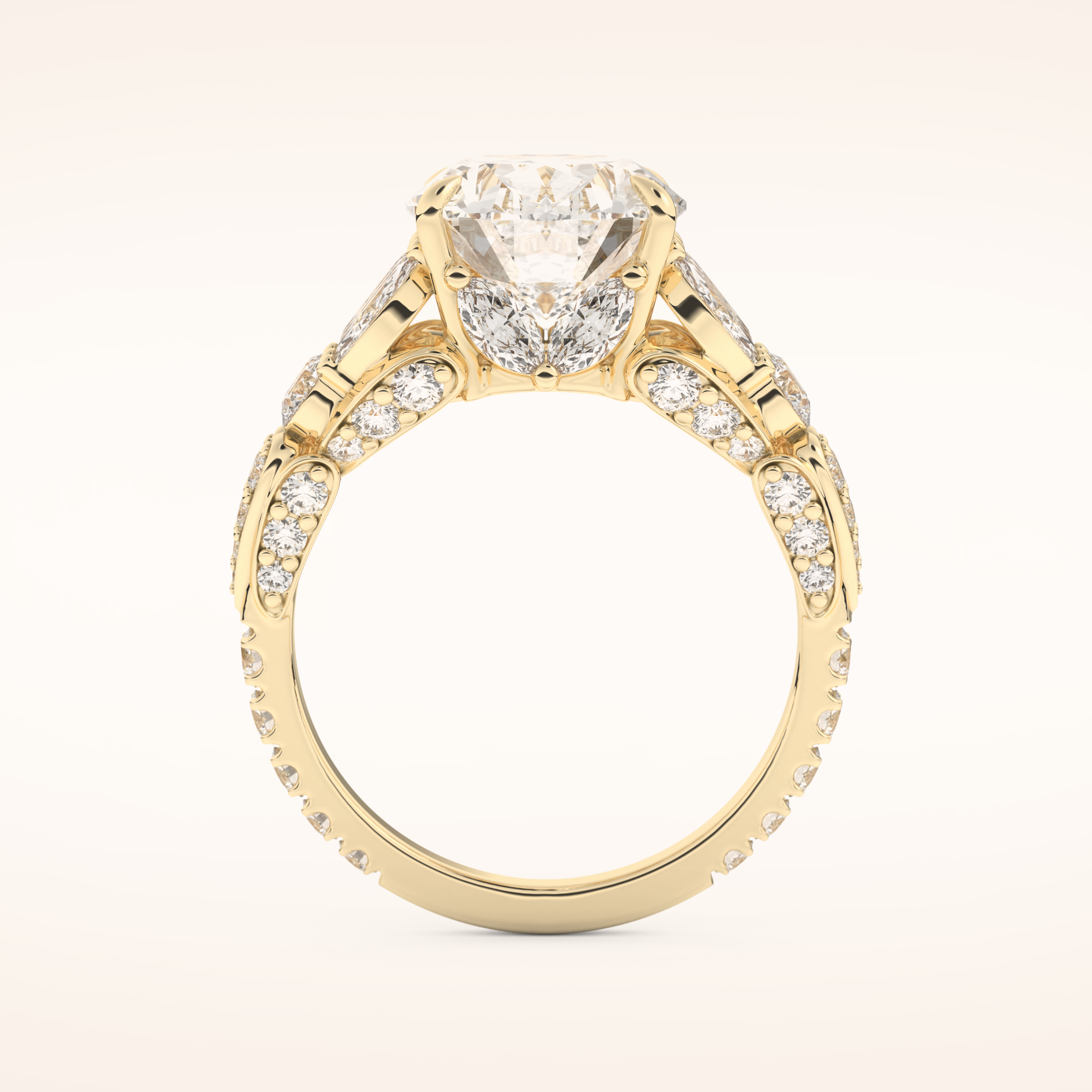 4.2 CT Oval Shaped Cluster Moissanite Engagement Ring