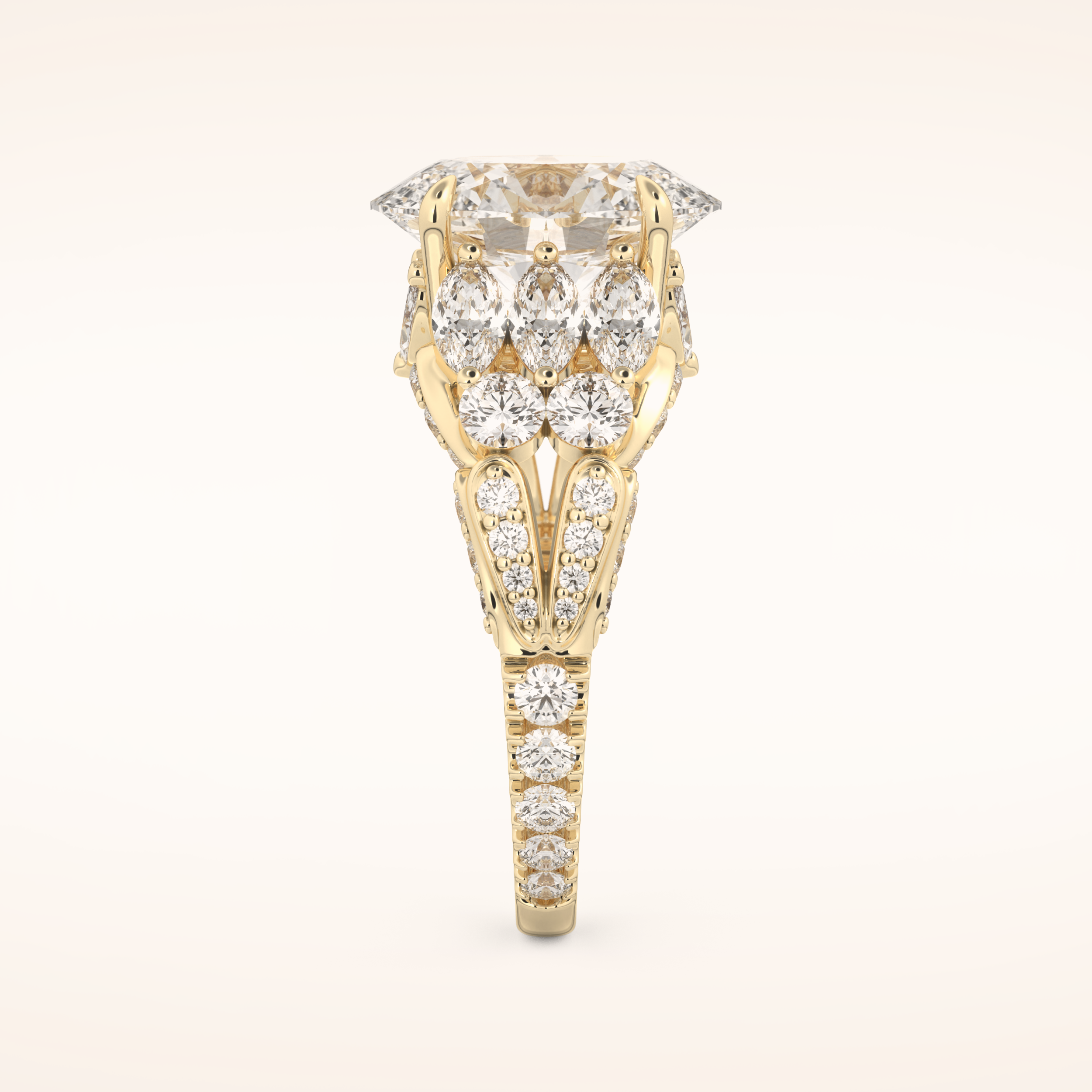 4.2 CT Oval Shaped Cluster Moissanite Engagement Ring