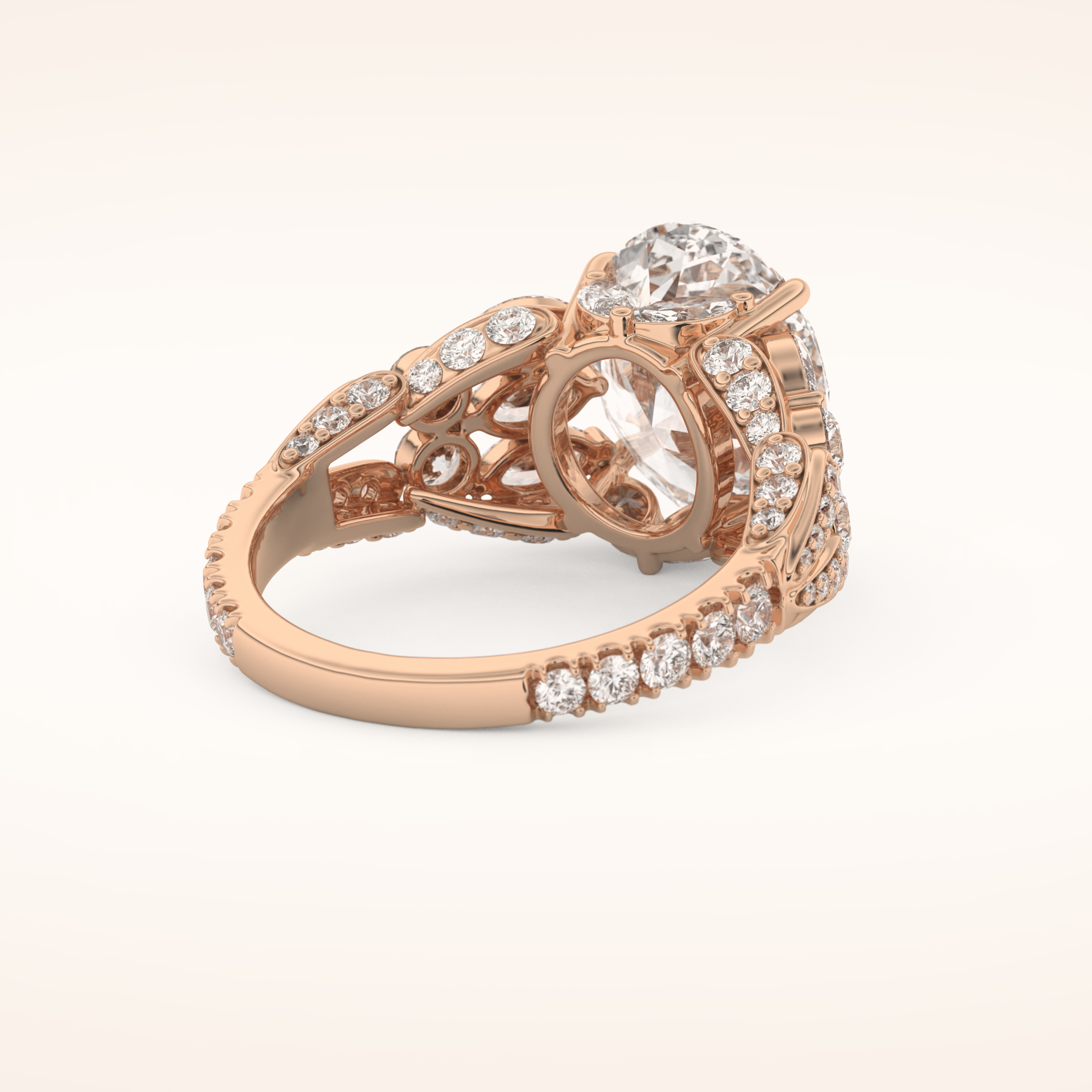 4.2 CT Oval Shaped Cluster Moissanite Engagement Ring