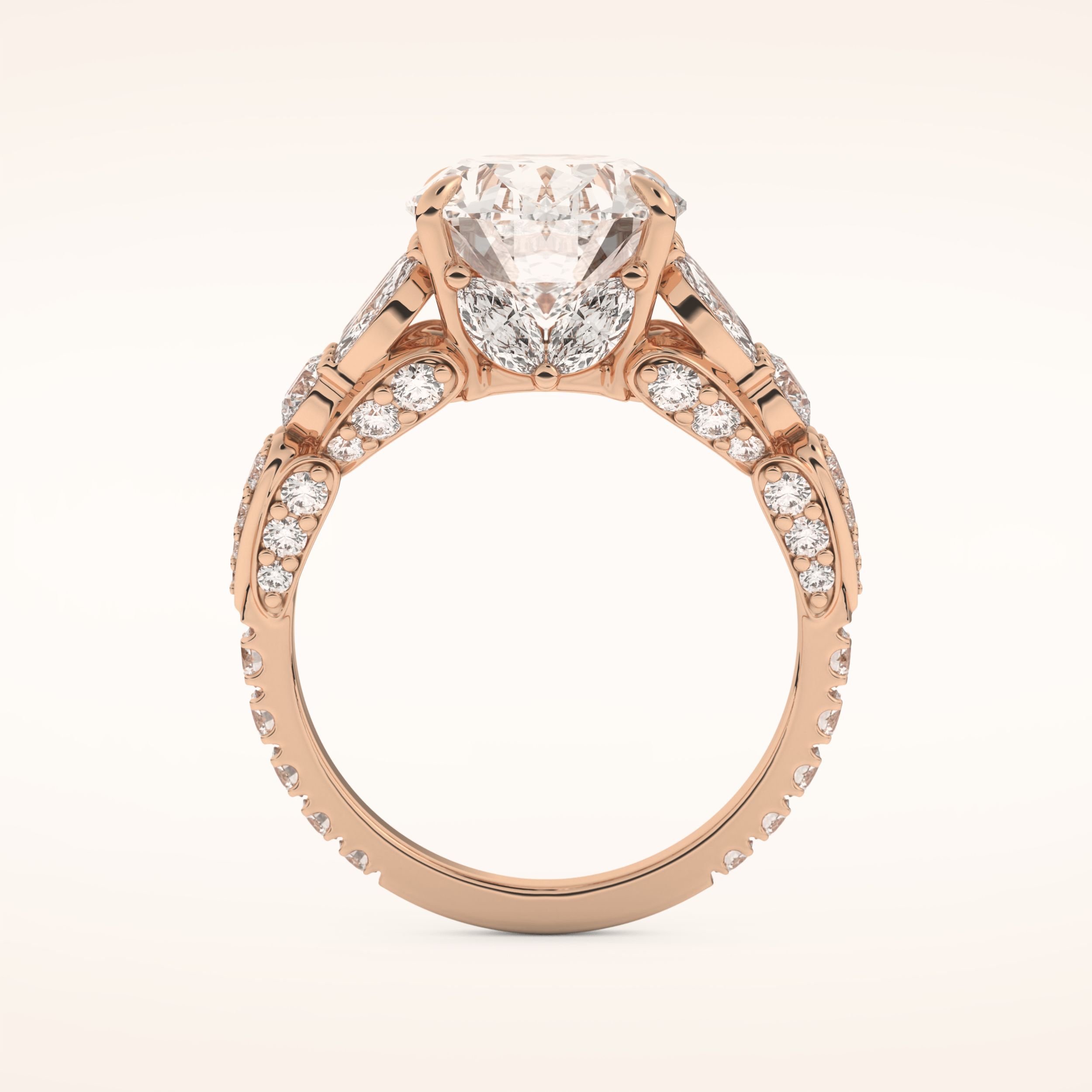 4.2 CT Oval Shaped Cluster Moissanite Engagement Ring