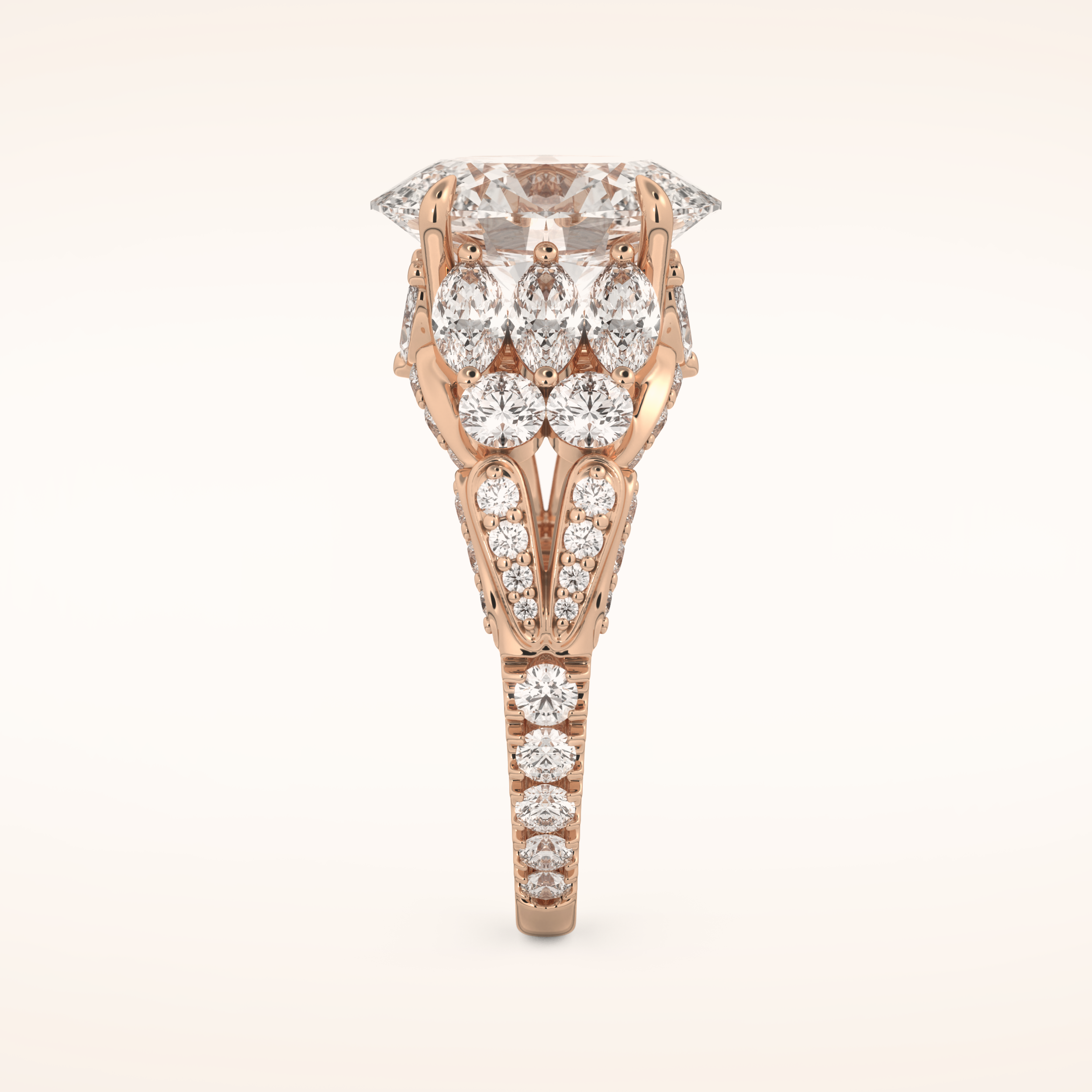 4.2 CT Oval Shaped Cluster Moissanite Engagement Ring