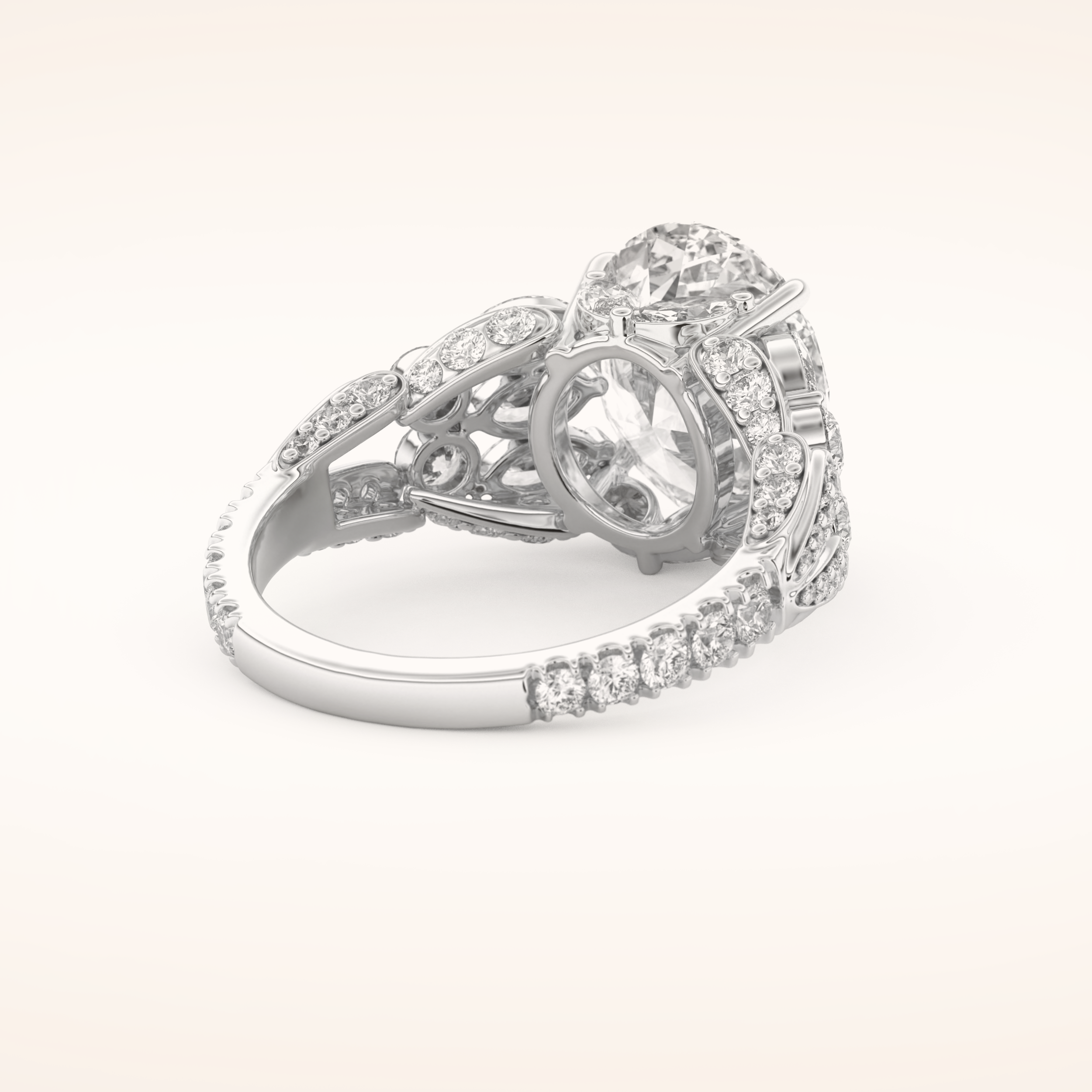 4.2 CT Oval Shaped Cluster Moissanite Engagement Ring