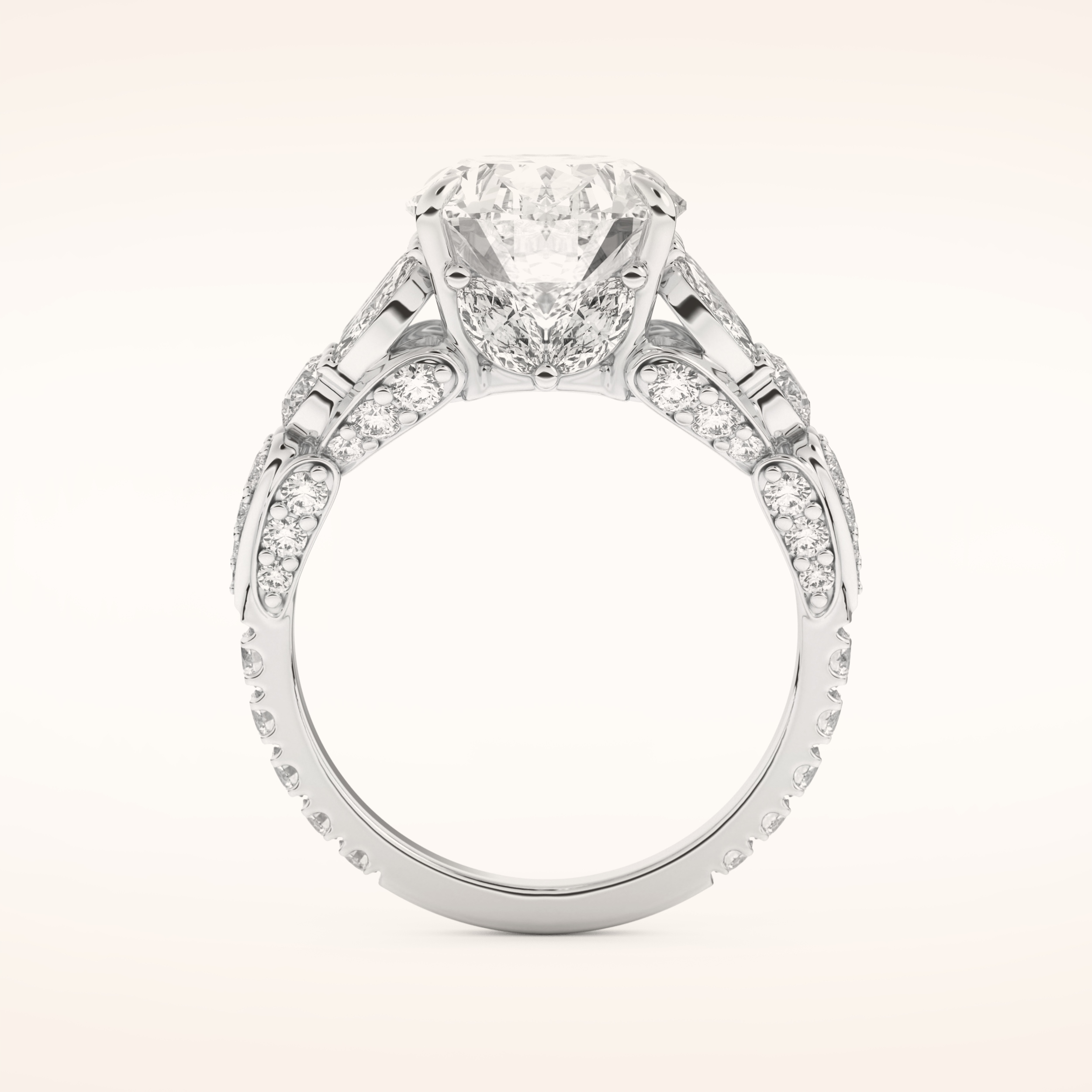 4.2 CT Oval Shaped Cluster Moissanite Engagement Ring