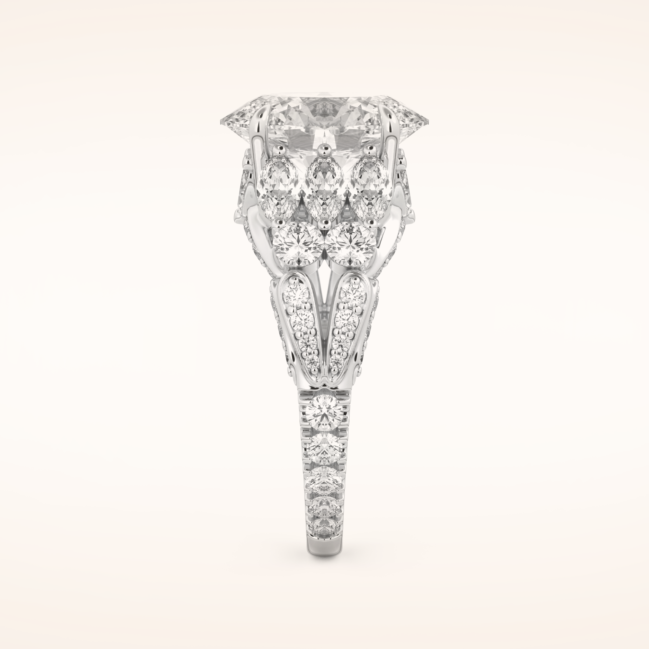 4.2 CT Oval Shaped Cluster Moissanite Engagement Ring