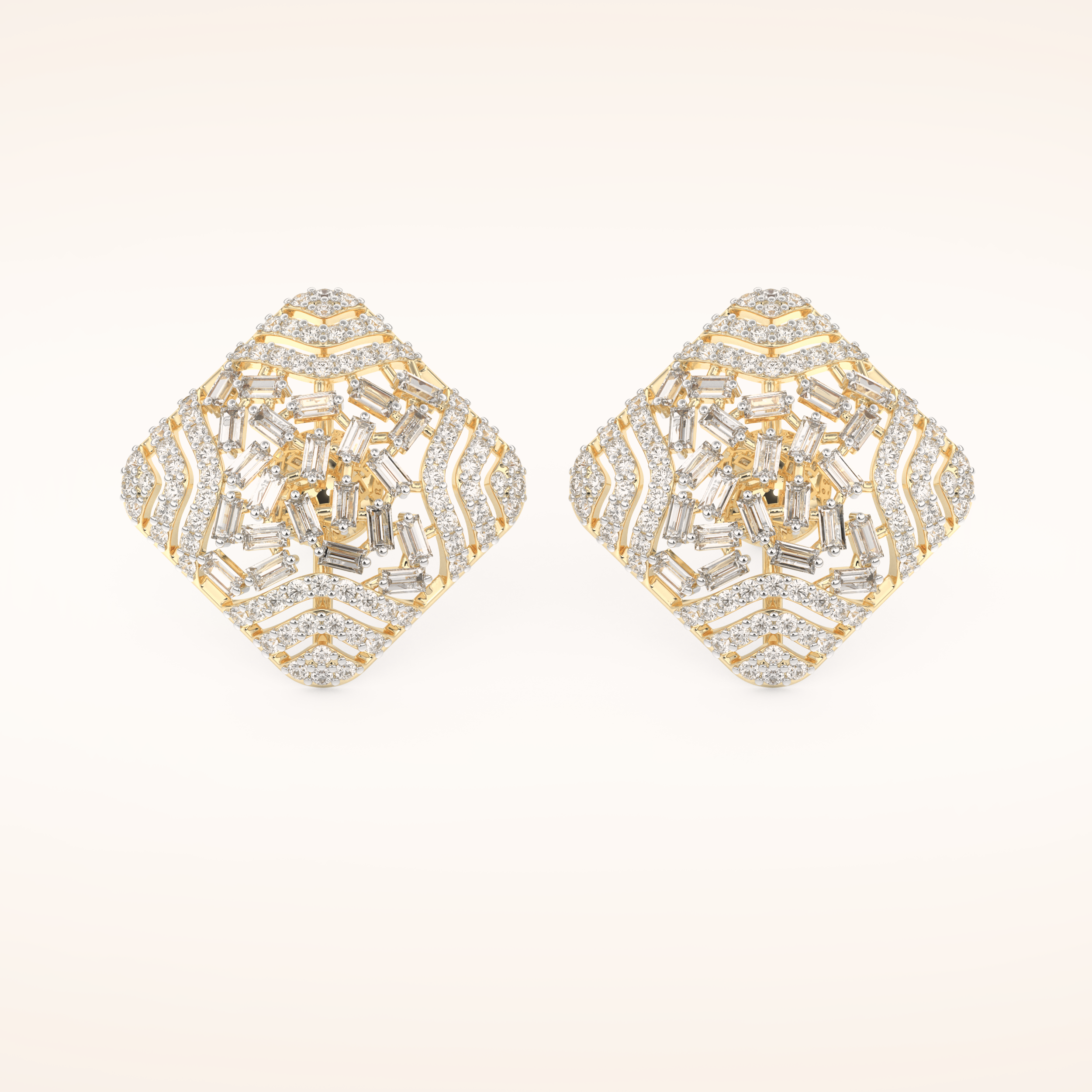 0.9 TCW Round & Baguette Cut Moissanite Multi Stone Stud Earrings