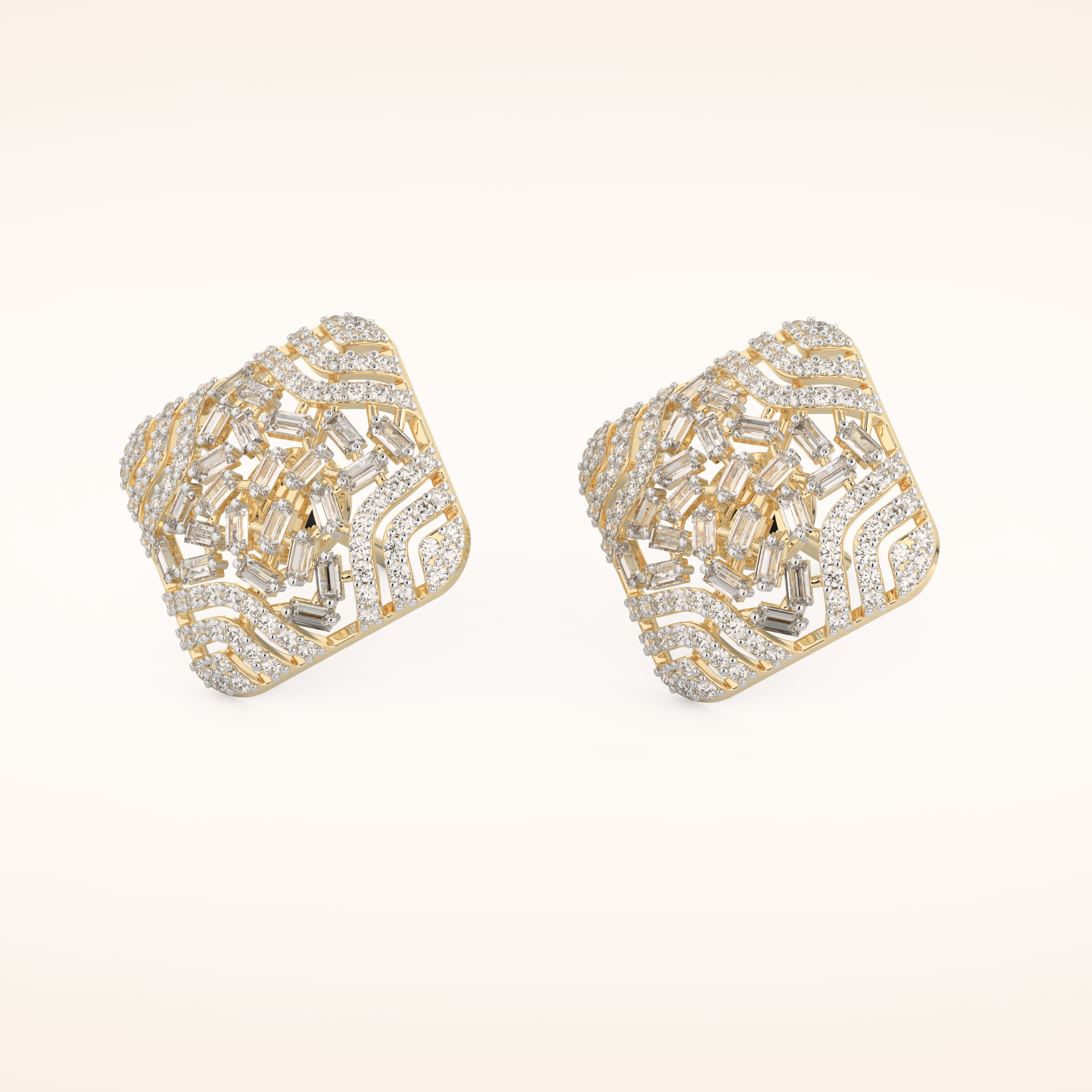 0.9 TCW Round & Baguette Cut Moissanite Multi Stone Stud Earrings