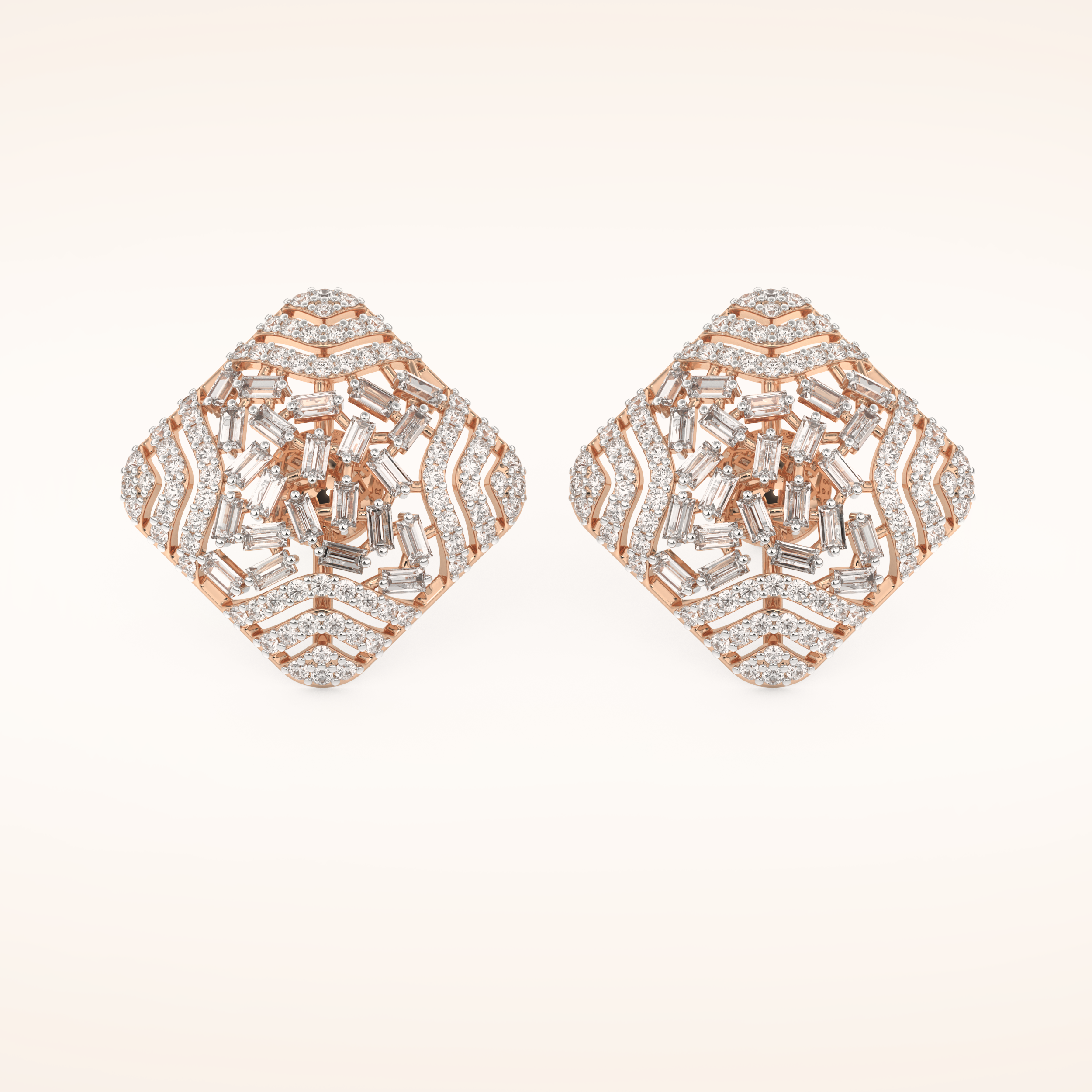 0.9 TCW Round & Baguette Cut Moissanite Multi Stone Stud Earrings