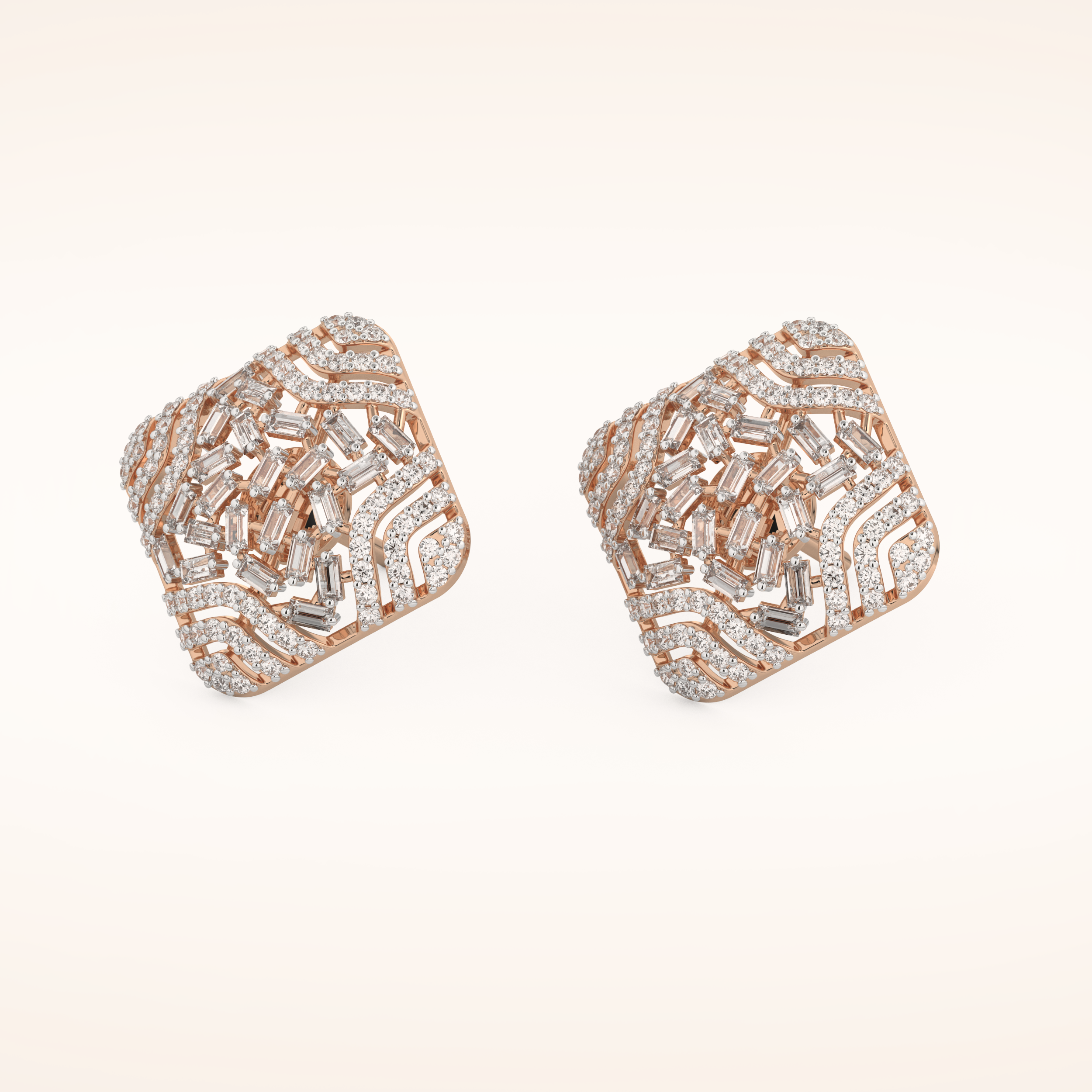 0.9 TCW Round & Baguette Cut Moissanite Multi Stone Stud Earrings