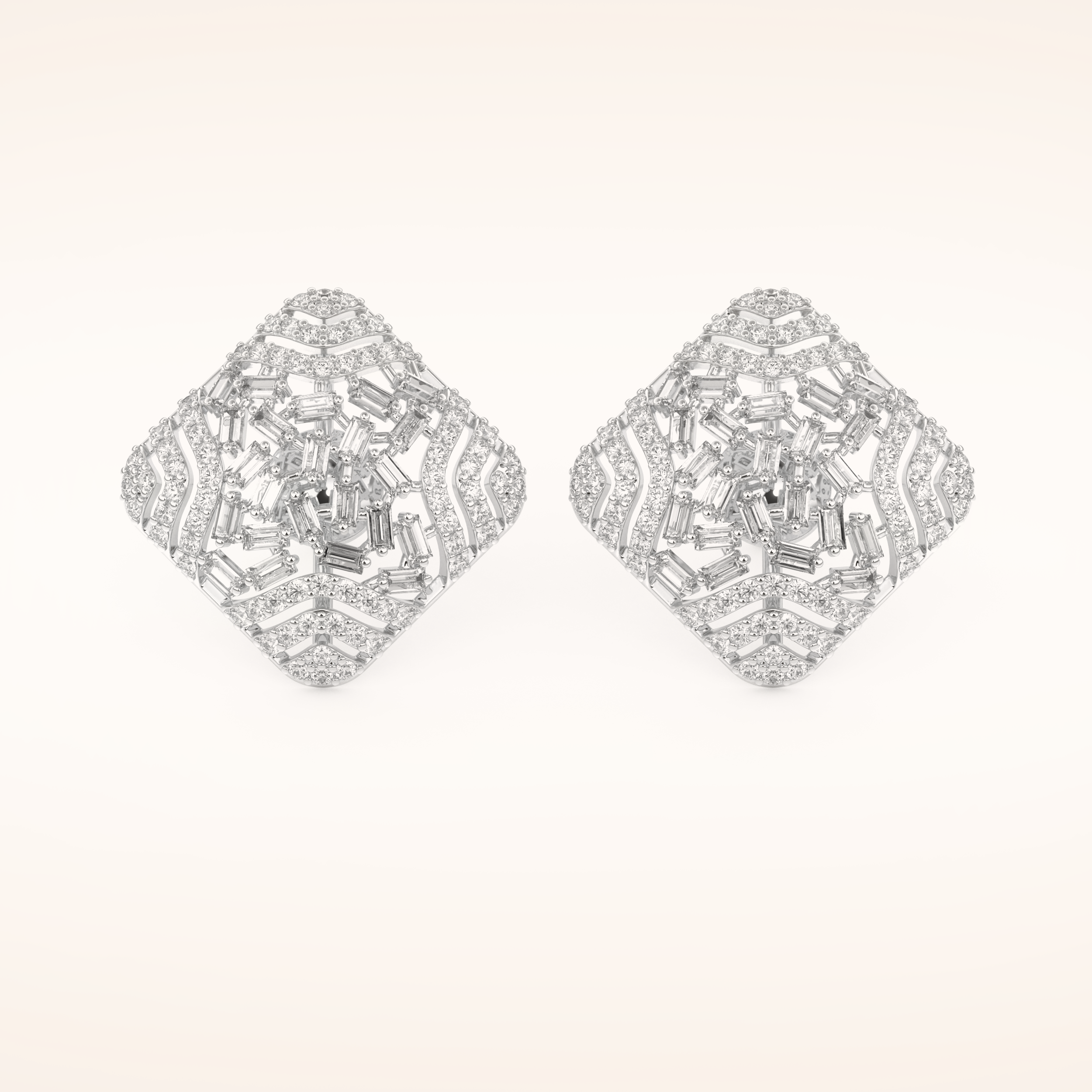 0.9 TCW Round & Baguette Cut Moissanite Multi Stone Stud Earrings