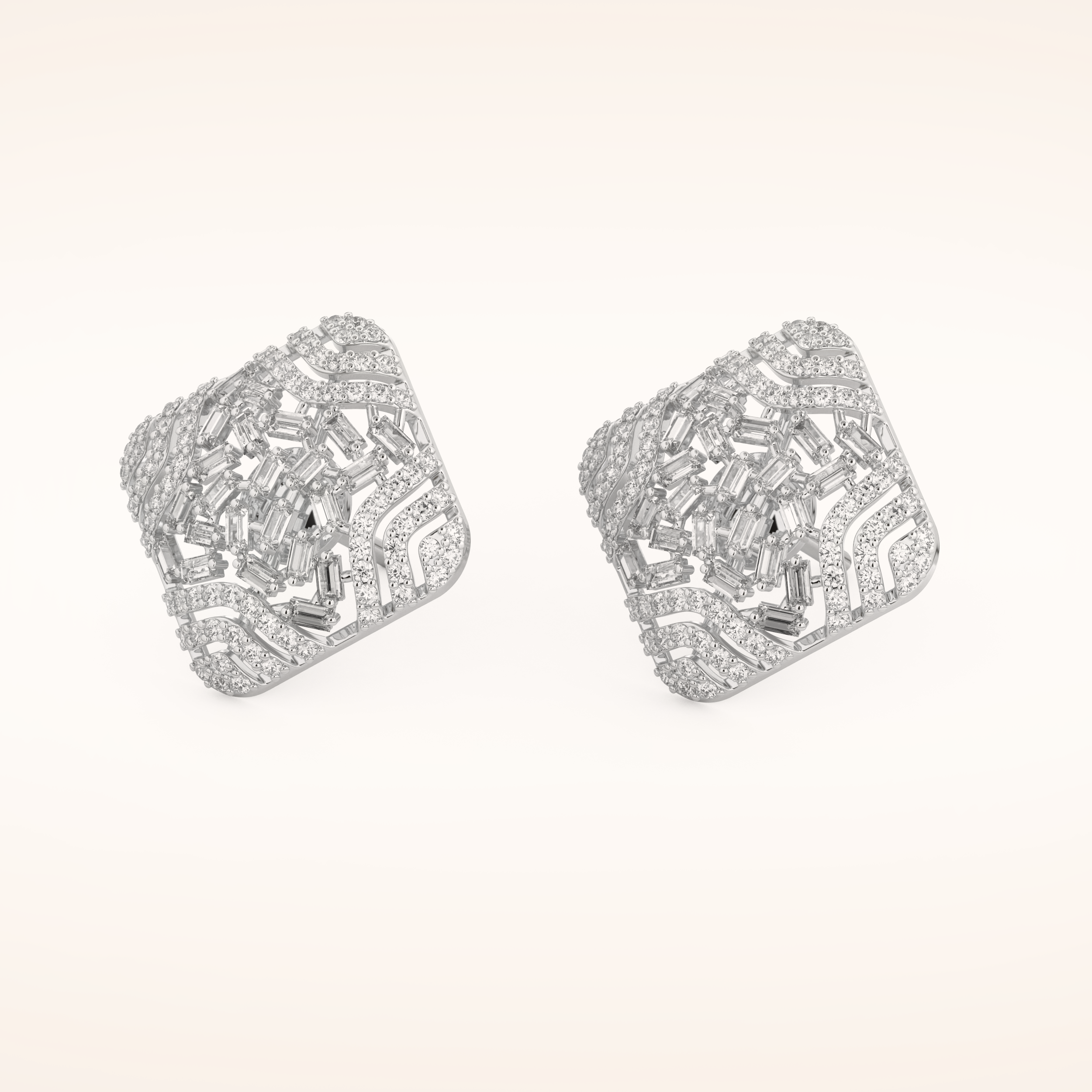 0.9 TCW Round & Baguette Cut Moissanite Multi Stone Stud Earrings