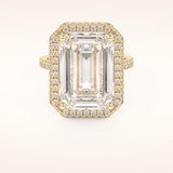 10.8 CT Emerald Shaped Cluster Moissanite Engagement Ring