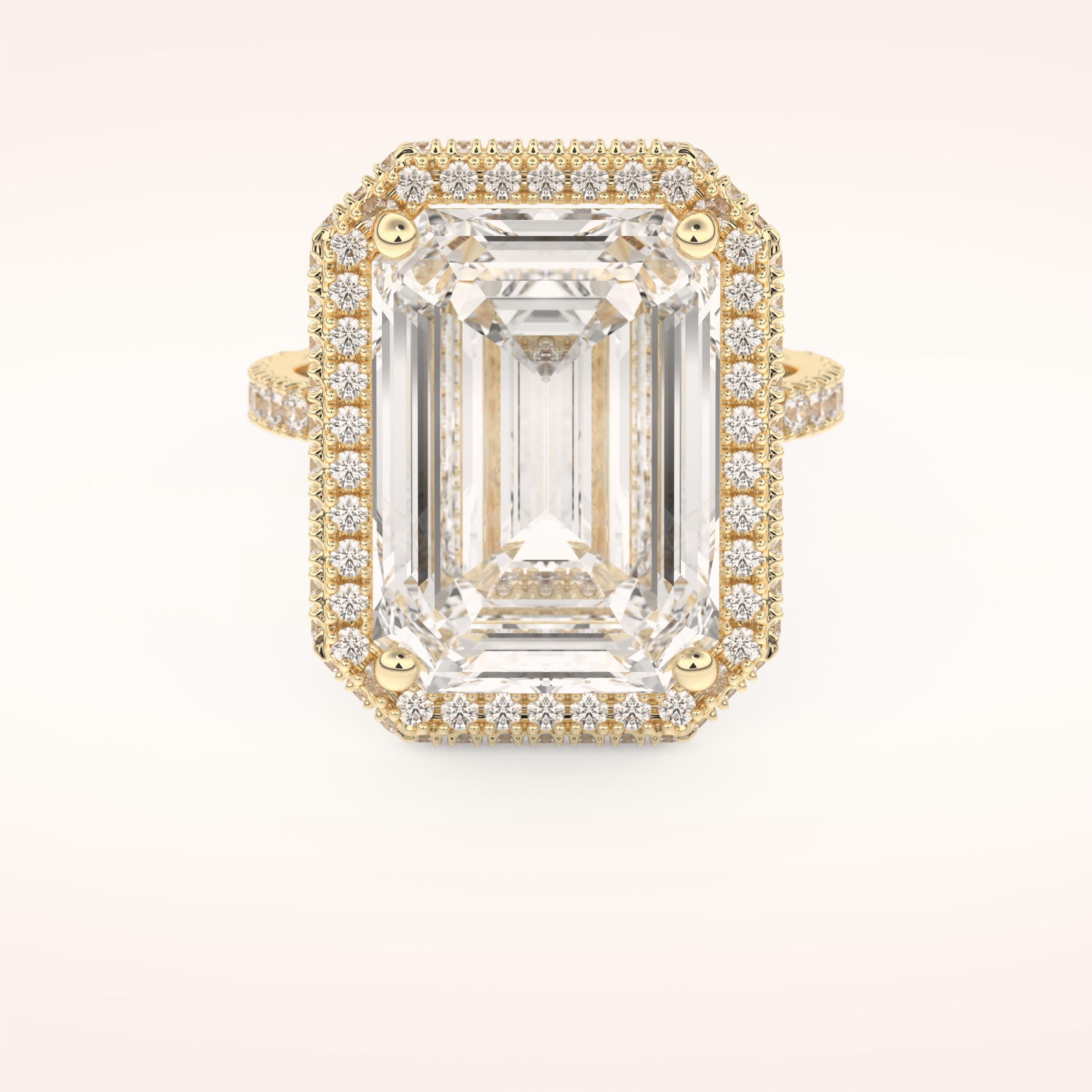 10.8 CT Emerald Shaped Cluster Moissanite Engagement Ring