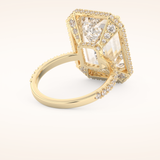 10.8 CT Emerald Shaped Cluster Moissanite Engagement Ring