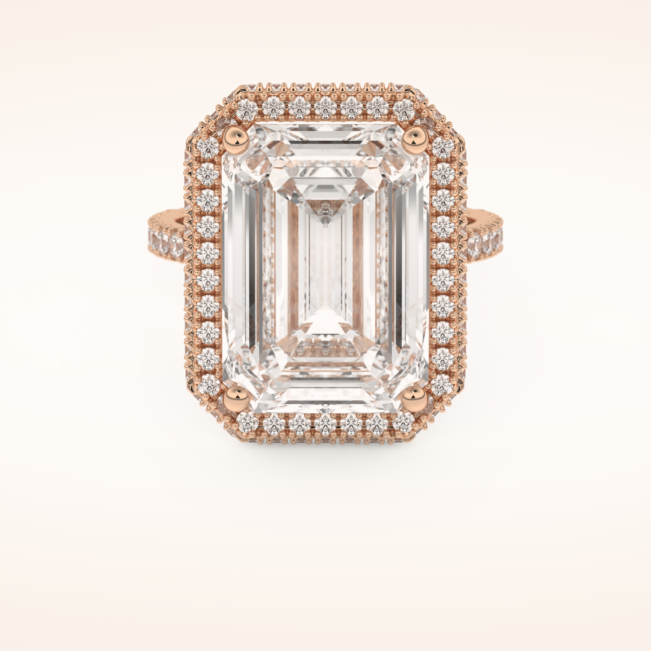 10.8 CT Emerald Shaped Cluster Moissanite Engagement Ring