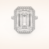 10.8 CT Emerald Shaped Cluster Moissanite Engagement Ring
