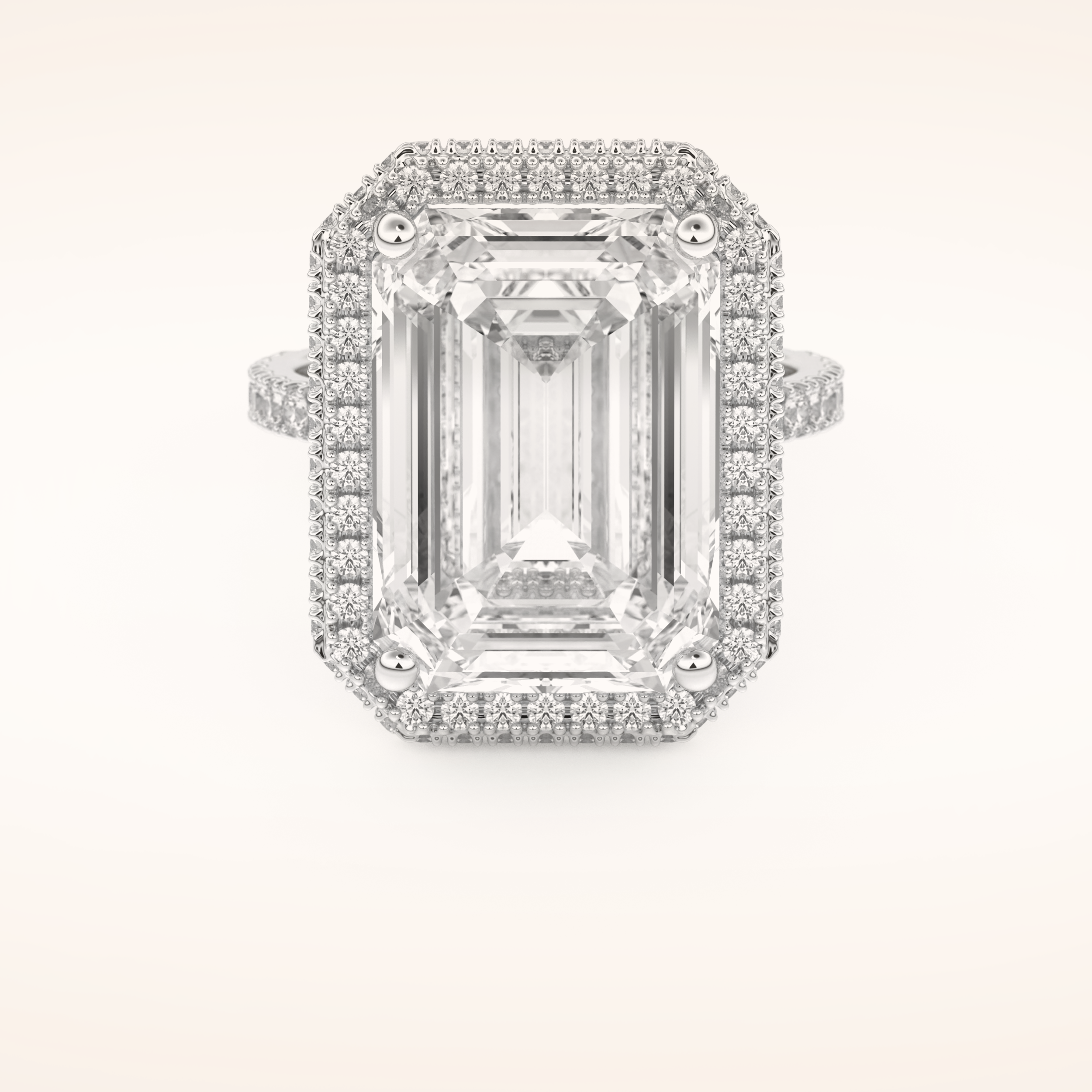 10.8 CT Emerald Shaped Cluster Moissanite Engagement Ring