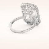 10.8 CT Emerald Shaped Cluster Moissanite Engagement Ring